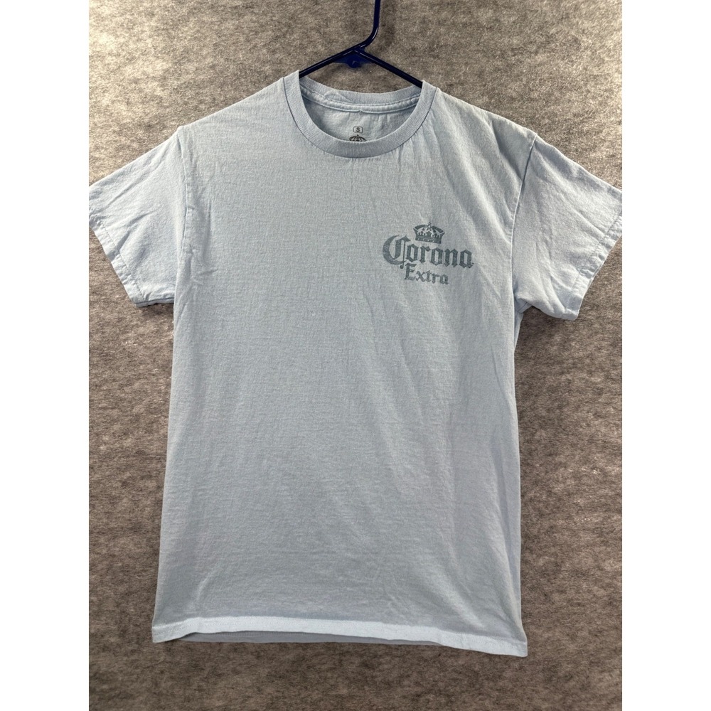 Corona Extra T-Shirt Womens Small Light Blue Vintage Hawaiian Graphic S
